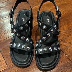 Rag & Bone Black Sandals with Silver Studs